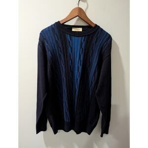 Montechiaro Navy Blue Men's Italian Wool Crewneck Sweater